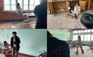 圈内高端人体艺术摄影师Rock｜废弃学校人体摄影真实花絮，出镜小A，年轻漂亮女神级别，三点全露
