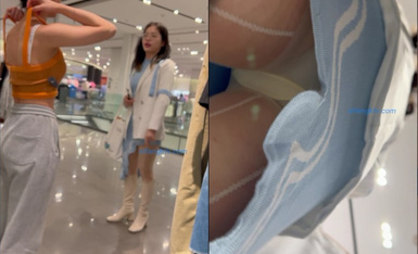 KFC原创CD 白色骚丝袜眼镜妹 蓝色内半裙低角度 超近距离偷拍 这角度太绝了 超清4K