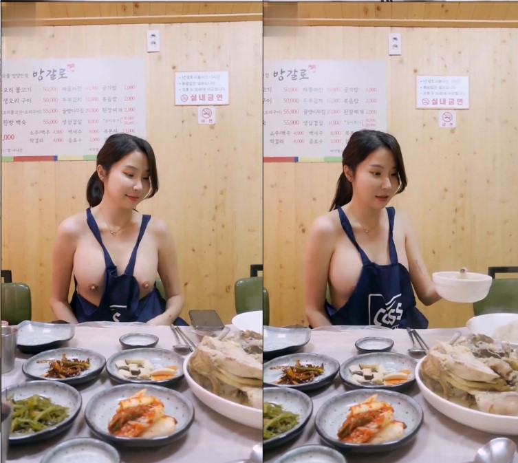 高颜值女神 饭桌上就嗨起来了~性感黑丝一丝不挂露着胸~这样的美味佳肴