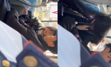 山东潍坊学生情侣毁三观 公交车上激情口爆 还随地乱吐精