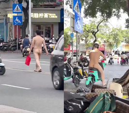 现在是流行裸奔吗？南宁一男子大街上裸奔！