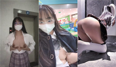 頂級反差眼鏡娘小學妹『Miki喵』天台jk 露出 自衛 灌腸，噴的是鮮榨橙汁呀 下次來杯牛奶怎麼樣呀？超反差的妹妹